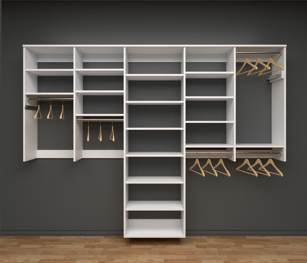 Custom closet with grey walls